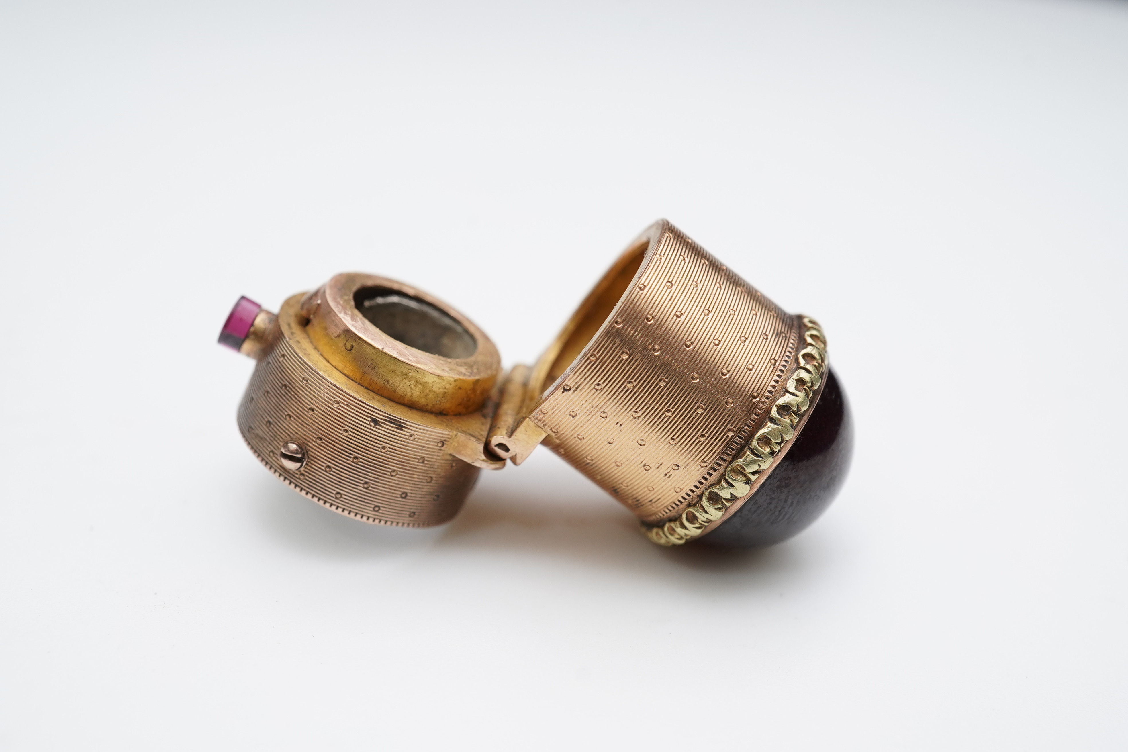 A miniature cased carriage timepiece, with key, 8.5cm high